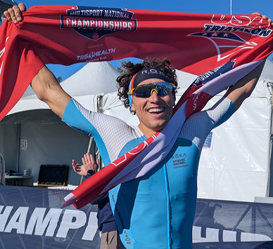 Coach Jacob Capin after a triathlon